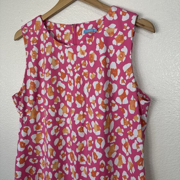 J McLaughlin Sophia Sleeveless Dress XL Catalina Cloth Pink Floral Coastal Chic - Picture 3 of 11